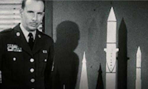 Historic Air Force video still with nuclear missiles